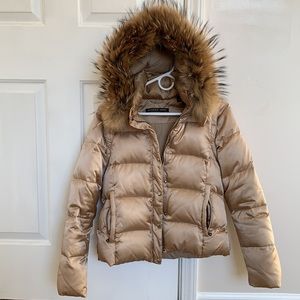 Tan/Gold faux fur coat